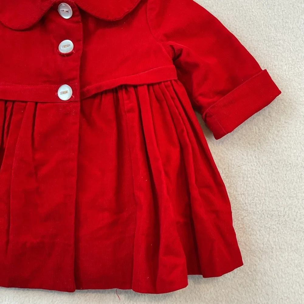 Vintage Baby Duds Of Oklahoma Red Corduroy Coat Jacket Girls Size 1T Lined
